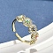 Brass Micro Pave Cubic Zirconia Cuff Rings for Women, Evil Eye, with Enamel, Real 18K Gold Plated, 6.5mm