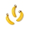 304 Stainless Steel Pendants, with Enamel and Jump Ring, Rack Plating, Long-Lasting Plated, Ion Plating(IP), Real 18K Gold Plated, Banana, 19x8x5mm