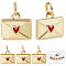 10Pcs Rack Plating Brass Charms with Jump Ring, with Enamel, Long-Lasting Plated, Cadmium Free & Lead Free, Envelope, Real 18K Gold Plated, 10.5x11x2mm, Hole: 3mm
