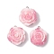 304 Stainless Steel & Opaque Resin Pendants, Flower Charms with Glitter Powder, Stainless Steel Color, Pink, 21x19x10mm, Hole: 2mm