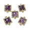 Natural Amethyst Faceted Square Links, Rack Plating Brass Micro Pave Clear Cubic Zirconia Connector Charms, Golden, 16x11.5x4.5mm, Hole: 1.4mm