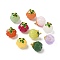 Glass Charms, Pumpkin, with Golden Alloy Enamel Findings, Mixed Color, 14.5x13mm, Hole: 1.5mm