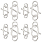 8 Sets 2 Styles 925 Sterling Silver S-Hook Clasps, with 925 Stamp, Platinum, 9.5~12x7~8x1mm, Hole: 3mm, 4 sets/style