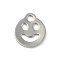Non-Tarnish 201 Stainless Steel Charms, Flat Round with Smiling Face, Stainless Steel Color, 11.5x10x1mm, Hole: 1.8mm