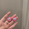 Alloy Imitation Pearl Stud Earrings, Pink, Heart