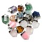 Natural Mixed Gemstone Pointed Pendants, Faceted Bullet Charms with Rack Plating Platinum Plated Brass Findings, Mixed Dyed and Undyed, 24.5~25x16~16.5x7~7.5mm, Hole: 2.3mm