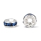 Brass Grade A Rhinestone Spacer Beads, Silver Color Plated, Nickel Free, Rondelle, Light Sapphire, 5x2.5mm, Hole: 1mm