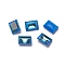 Glass Rhinestone Cabochons, Mocha Fluorescent Style,  Pointed Back, Faceted, Rectangle, Fluorescence, Sapphire, 14x10x6mm