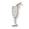 Brass Micro Pave Cubic Pendants, Real 18K Gold Plated, Martini Charms, Wine Glass Charms, Cadmium Free & Lead Free, Platinum, 19x6x1.5mm, Hole: 3mm