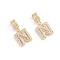 Brass Micro Pave Cubic Zirconia Pendants, Long-Lasting Plated, Letter, Clear, Letter.N, 32.8mm, Hole: 6.5x9mm, Letter.N: 19x16.3x3.5mm