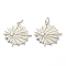Brass Micro Pave Clear Cubic Zirconia Pendants, Long-Lasting Plated, Flat Round with Sun, Platinum, 20x20x3mm, Hole: 3.5mm