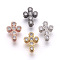 Brass Micro Pave Cubic Zirconia Beads, Lead Free & Cadmium Free, Cross, Clear, Mixed Color, 11x8.5x3.5mm, Hole: 0.8mm