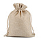 Linenette Drawstring Bags, Rectangle, Tan, 14x10cm