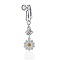 304 Stainless Steel Pave Clear Cubic Zirconia Clip on Belly Rings, Stainless Steel Color, Flower, 45mm