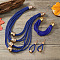Alloy Barrel Beaded Multilayer Necklaces & Dangle Earring & Multilayer Bracelets Sets, Dark Blue, 420mm