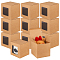 Kraft Paper Packaging Boxes, with PVC Window, Square, BurlyWood, 11x11x11cm