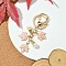 Alloy Enamel Keychain, with Plastic Imitation Pearl Pendants, Iron Ring and Alloy Lobster Claw Clasps, Maple Leaf, Misty Rose, 9.5cm