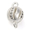Brass Micro Pave Clear Cubic Zirconia Connector Charms, Hollow Round Links, Lead Free & Cadmium Free, Silver, 13x7.5mm, Hole: 1.6mm