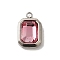 304 Stainless Steel Glass Pendants, Rectangle Charms, Stainless Steel Color, Flamingo, 13.5x9x5mm, Hole: 1.4mm