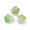 Transparent Glass Beads, Flowers Rose, Baking Paint, Green, 11.5x12x8.5mm, Hole: 1.2mm