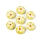 Handmade Lampwork Beads, Flat Round with Flower Pattern, Yellow, 14~15x10~12mm, Hole: 0.8~1.2mm