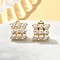 Brass Micro Pave Clear Cubic Zirconia Clip-on Earrings, Lead Free & Cadmium Free, Long-Lasting Plated, Real 18K Gold Plated, Square, 11.5x12.5mm