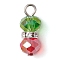Brass Rhinestone & Glass Pendants, with Iron Findings, Platinum, 19x8mm, Hole: 2.5mm