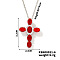 Brass Pave Cubic Zirconia Cross Pendant Necklaces, Western Style Jewelry for Women Men, Platinum, Red, 15.75 inch(40cm)