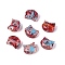 Picasso Transparent Glass Beads, Cat, Crimson, 8~8.5x9.5~10x5.5~6mm, Hole: 1mm, About 750pcs/pound