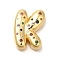 Brass Cubic Zirconia Pendants, Letter A~Z Charms, Real 18K Gold Plated, Letter K, 30x22x7mm, Hole: 5x2.5mm