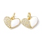 Eco-Friendly Brass Micro Pave Clear Cubic Zirconia Enamel Pendant, with Jump Rings, Long-Lasting Plated, Heart, Real 18K Gold Plated, White, 10x12x2mm, Hole: 3.4mm