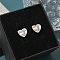 Rack Plating Brass Micro Pave Clear Cubic Zirconia Stud Earrings, Heart, Letter J, 8.5x9.5mm