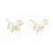 Brass Micro Pave Clear Cubic Zirconia Stud Earring Findings, with 925 Sterling Silver Pin, with Loop, Butterfly, Real 14K Gold Plated, 7x11mm, Hole: 1.2mm, Pin: 0.7mm