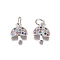 Brass Micro Pave Cubic Zirconia Charms, with Jump Rings, Mushroom, Colorful, Platinum, 11x9x2mm, Hole: 3mm