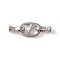 Brass Fold Over Clasps, Oval, Platinum, 33mm, Hole: 3.5mm