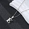 201 Stainless Steel Crystal Rhinestone Initial Pendant Necklaces, Stainless Steel Color, Non-Tarnish, Letter E, 15.75 inch(40cm)