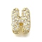 Brass Micro Pave Cubic Zirconia Letter Multi-Strand Links, Lead Free & Cadmium Free, Real 18K Gold Plated, Letter H, 8.5x6.5x4.5mm, Hole:  3x1.5mm