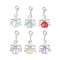 Angel Glass & Alloy & Synthetic Moonstone Pendant Decoration, with Alloy Lobster Claw Clasps, Mixed Color, 37mm