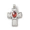 Brass Resin Pendants, Cross Charms, Rack Plating, Long-Lasting Plated, Lead Free & Cadmium Free, Platinum, 21.5x14x3.5mm, Hole: 2.2mm