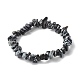 Bracelets extensibles en perles d'obsidienne flocon de neige naturel pour enfants BJEW-JB06388-06-1
