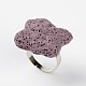調節可能なナゲット溶岩岩の宝石用原石の指輪  プラチナトーンの真鍮パーツ  紫色のメディア  18mm RJEW-I019-01-1