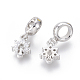 Brass Micro Pave Clear Cubic Zirconia European Dangle Charms ZIRC-G153-13P-2