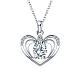 Silver Plated Brass Cubic Zirconia Heart Pendant Necklaces NJEW-BB02984-C-1