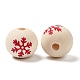 Perline europee in legno stampate fiocco di neve natalizio WOOD-Q049-01A-2