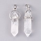 Natural Quartz Crystal Double Terminated Pointed Pendants G-P373-B04-2