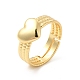 Rack Plating Brass Heart Adjustable Ring for Women RJEW-D076-08G-3