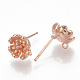 Brass Stud Earring Findings KK-Q750-076RG-2