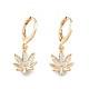Clear Cubic Zirconia Maple Leaf Dangle Leverback Earrings EJEW-N012-80-2