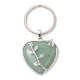 Portachiavi con ciondolo a forma di cuore in avventurina verde naturale e ottone KEYC-JKC00658-01-1