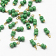 Plastic Seed Bead Charms with Golden Tone Brass Head Pins KK-Q576-03F-1